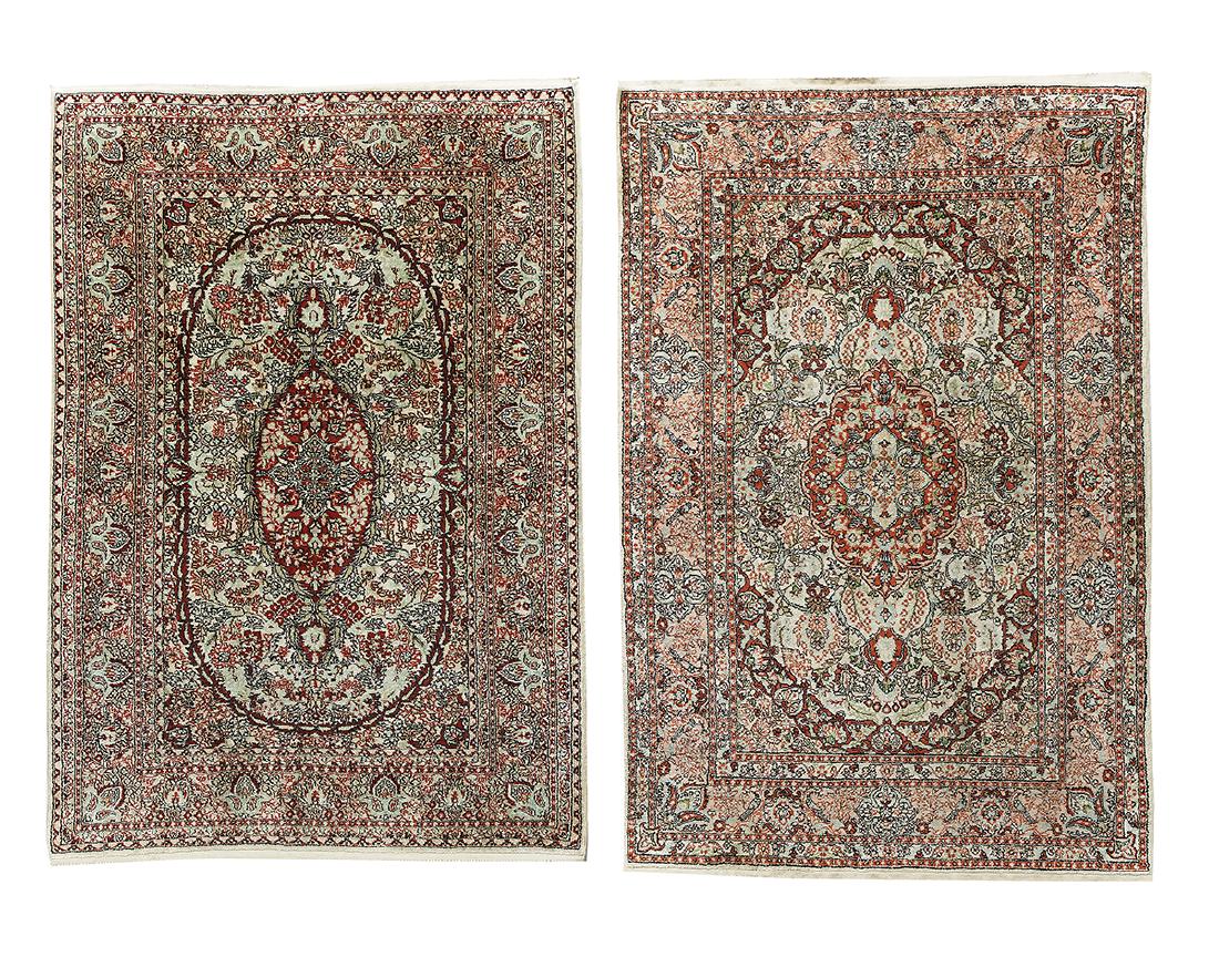 Two Silk Qum Carpets (1 of 1)