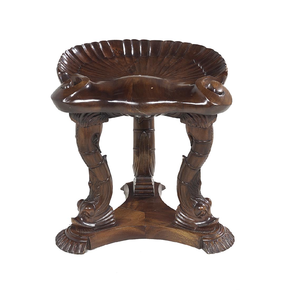 Continental Grotto-Style Mahogany Stool (1 of 2)