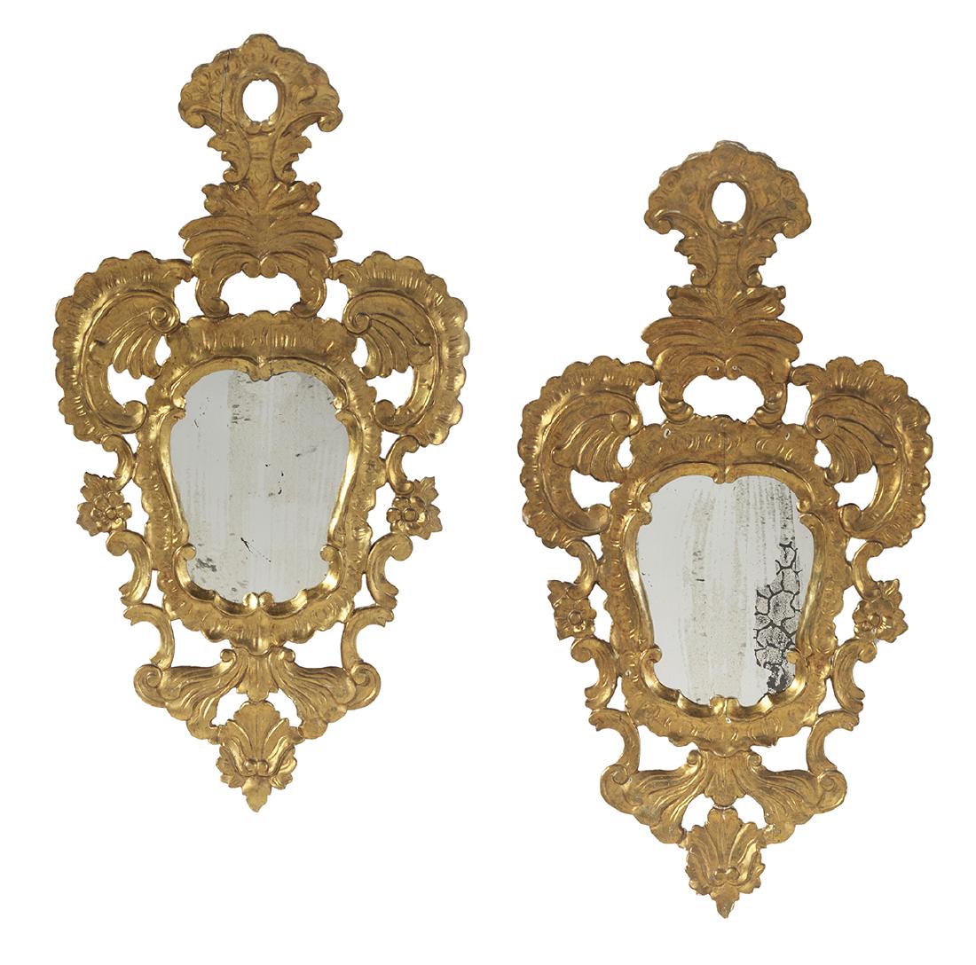 Pair of Italian Baroque-Style Giltwood Mirrors (1 of 1)