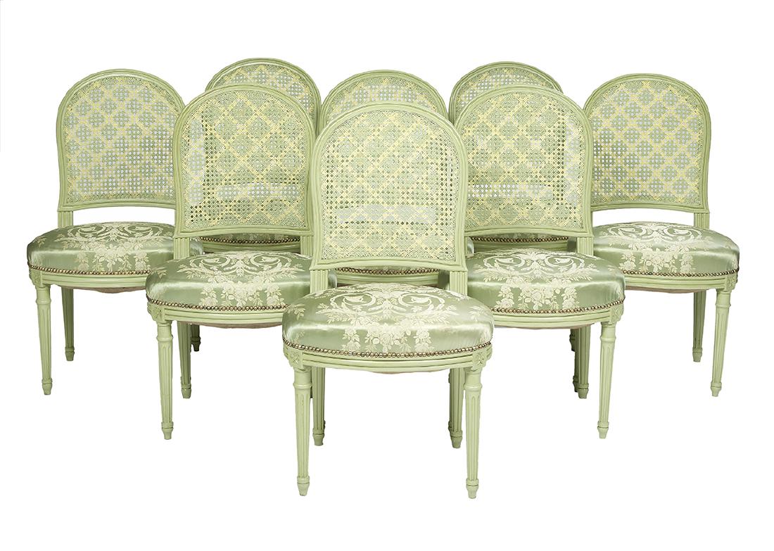 Eight Provincial Louis XV/XVI-Style Dining Chairs (1 of 2)
