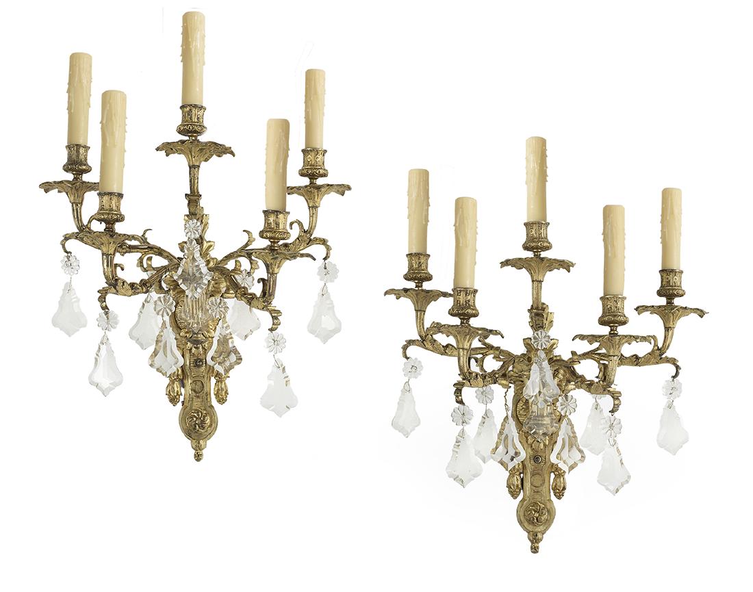 Pair of Louis XIV-Style Gilt-Bronze Sconces (1 of 1)