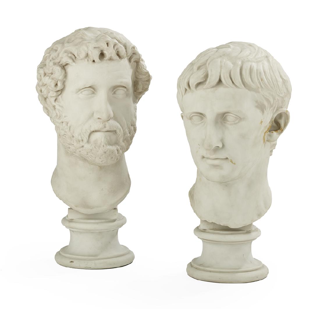Handsome Pair of Neoclassical-Style Plaster Busts (1 of 2)