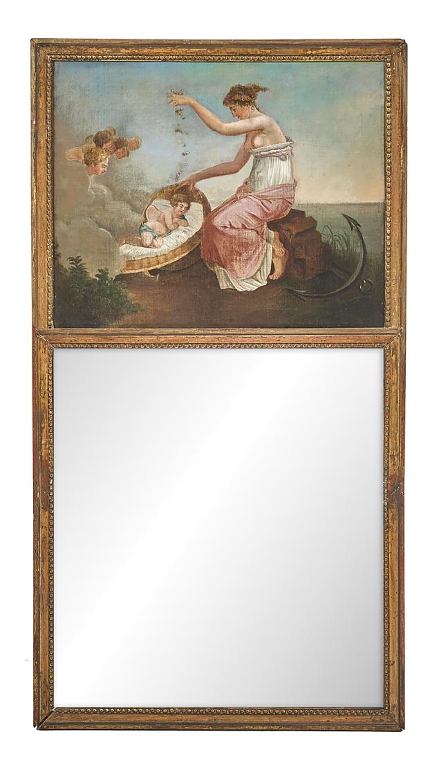 French Neoclassical-Style Giltwood Trumeau Mirror (1 of 2)