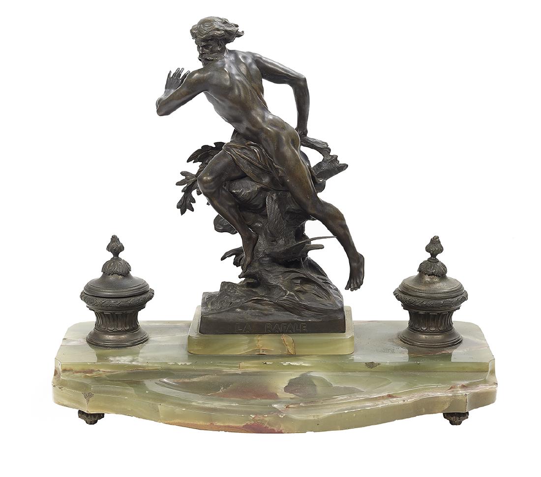 French Bronze and Onyx Encrier (1 of 3)
