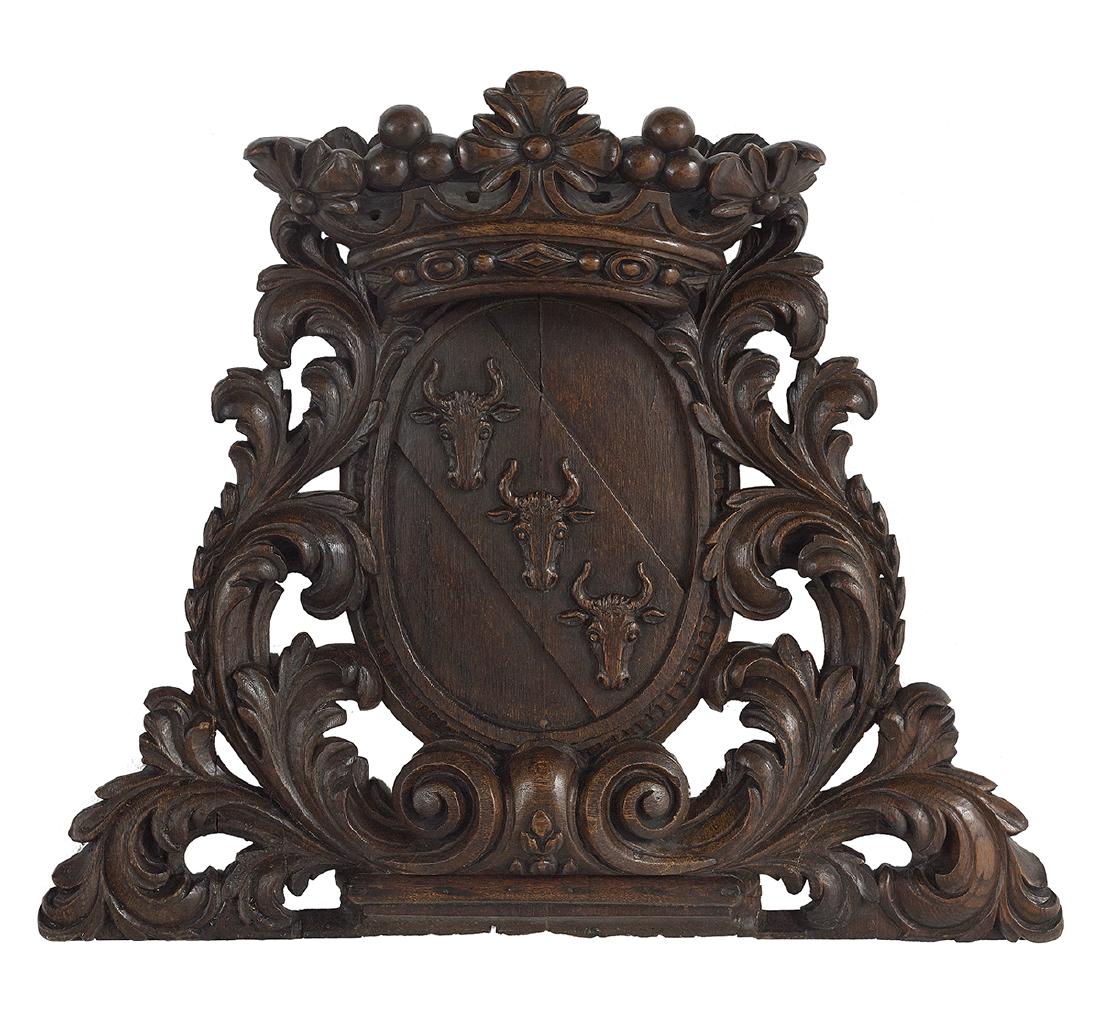 Renaissance-Style Carved Oak Architectural Plaque (1 of 1)