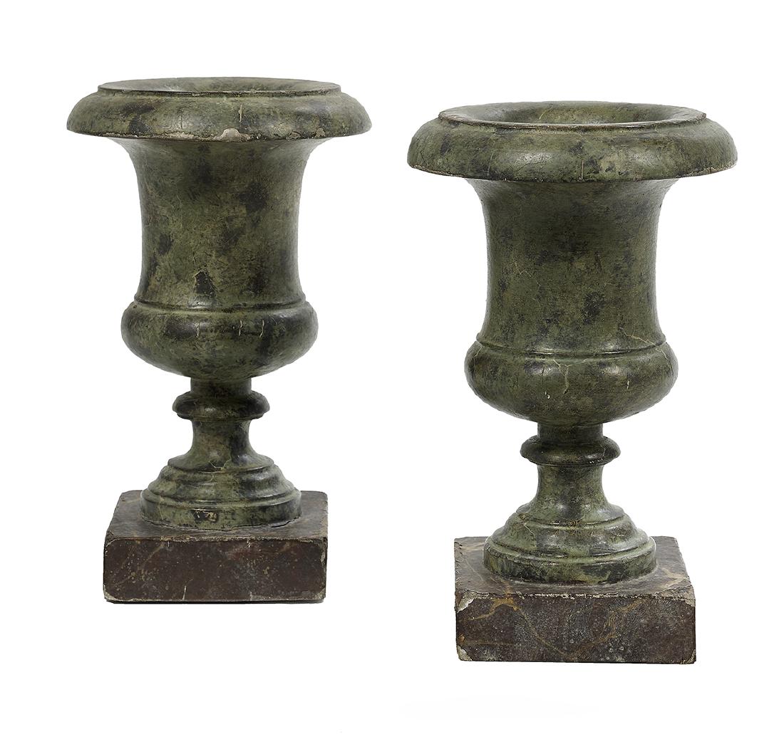 Pair of French Faux Marbre Wooden Urns (1 of 1)