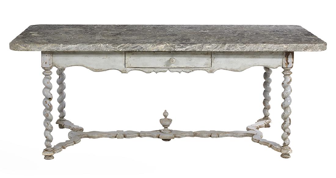 Continental Polychromed and Marble-Top Work Table (1 of 2)