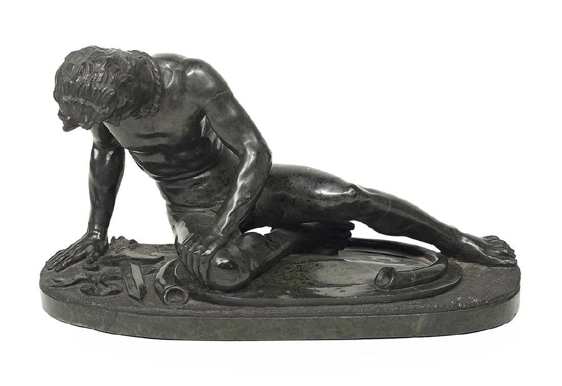 Italian Carved Black Marble of "The Dying Gaul" (1 of 2)