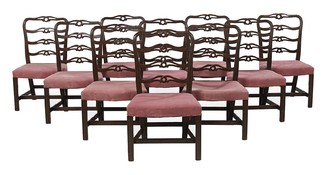Ten Chippendale-Style Mahogany Dining Chairs (1 of 4)
