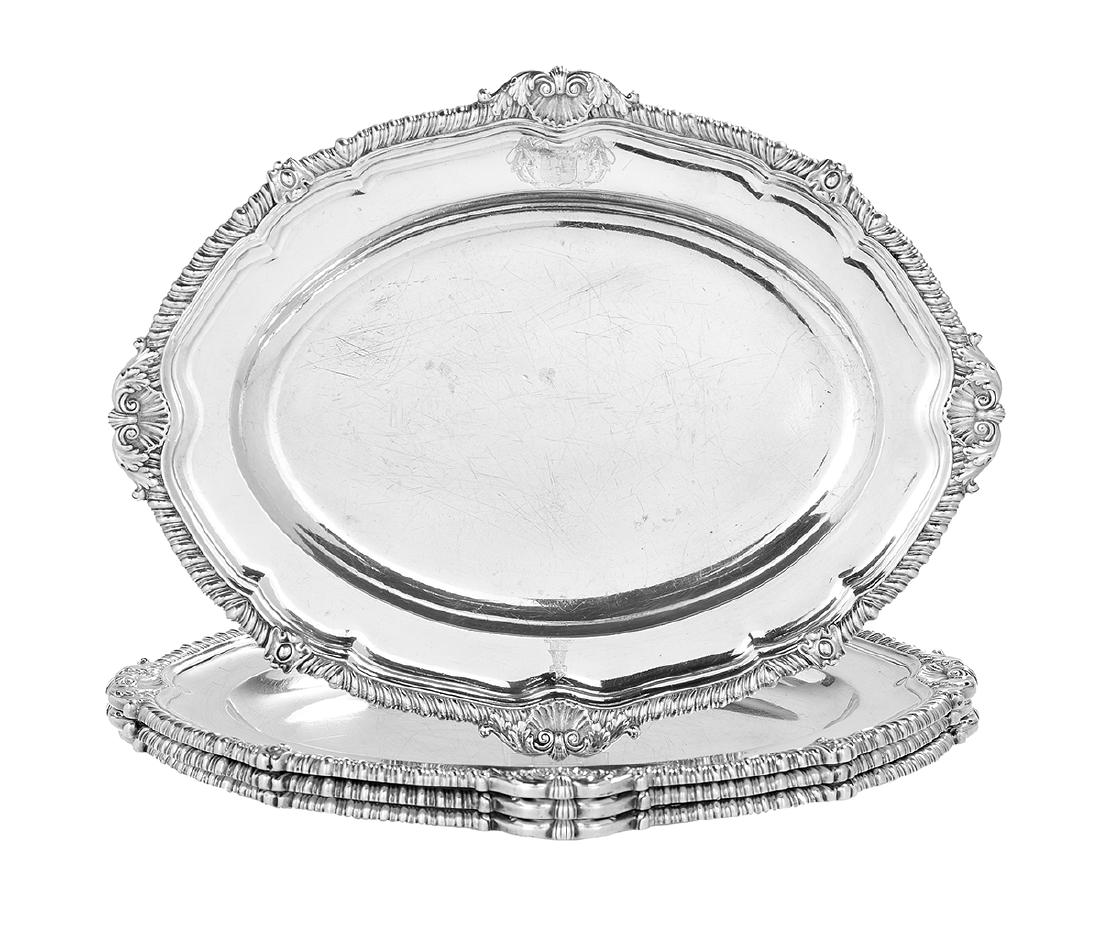 Four Paul Storr Sterling Silver Chop Platters (1 of 3)