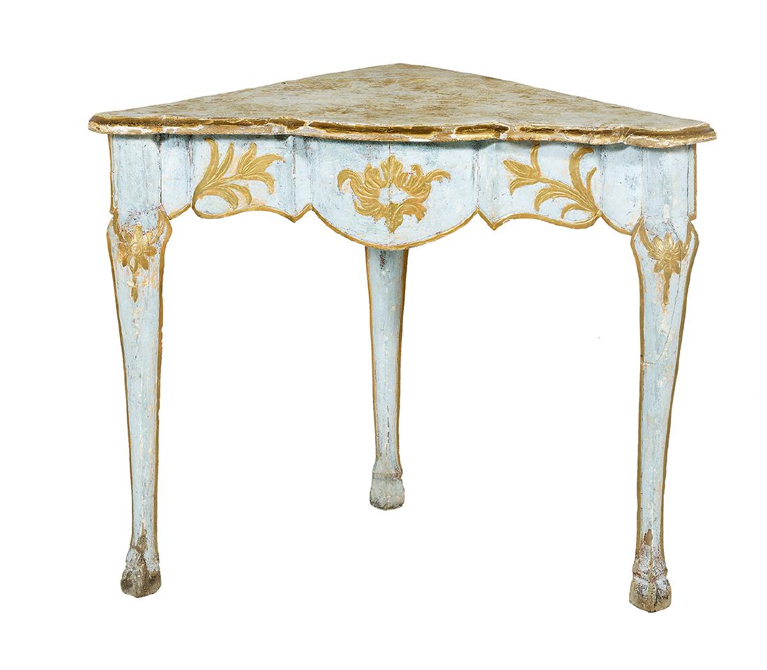 Louis XV-Style Polychrome Corner Table (1 of 1)