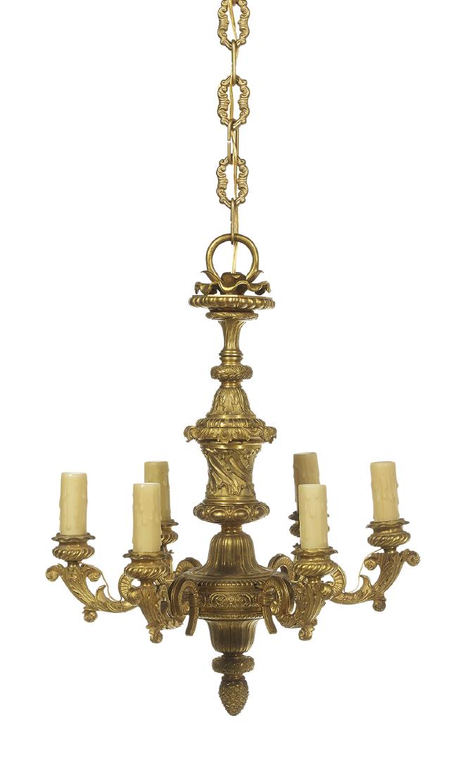 Handsome French Gilt-Bronze Six-Light Chandelier (1 of 1)