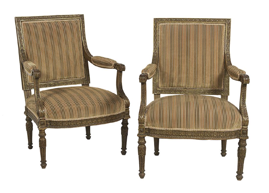 Pair of Louis XVI-Style Polychromed Fauteuils (1 of 1)
