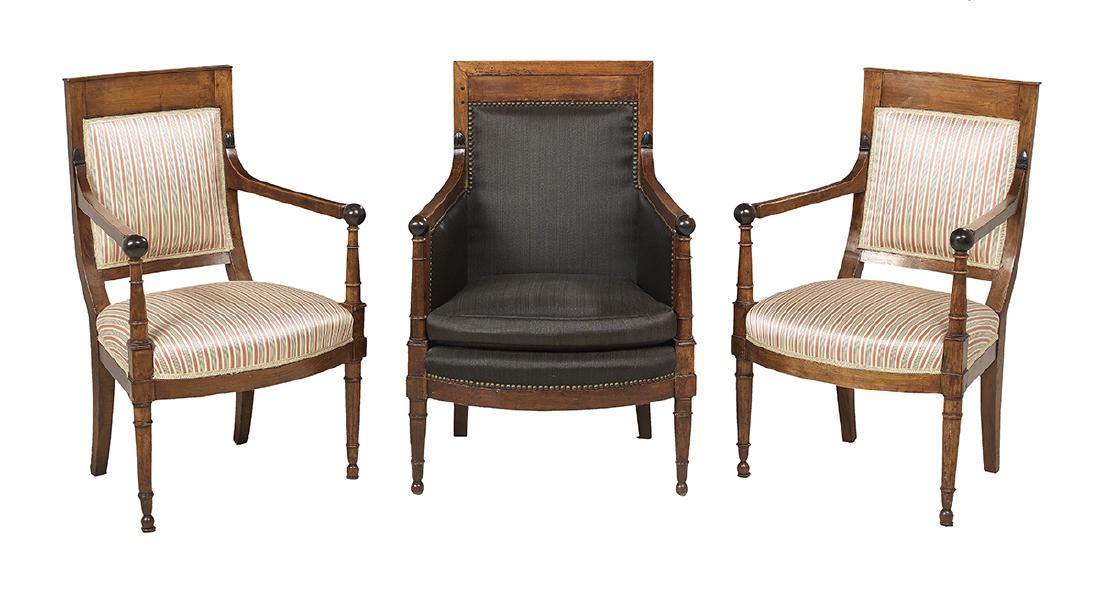 Three Restauration Fruitwood Armchairs (1 of 1)