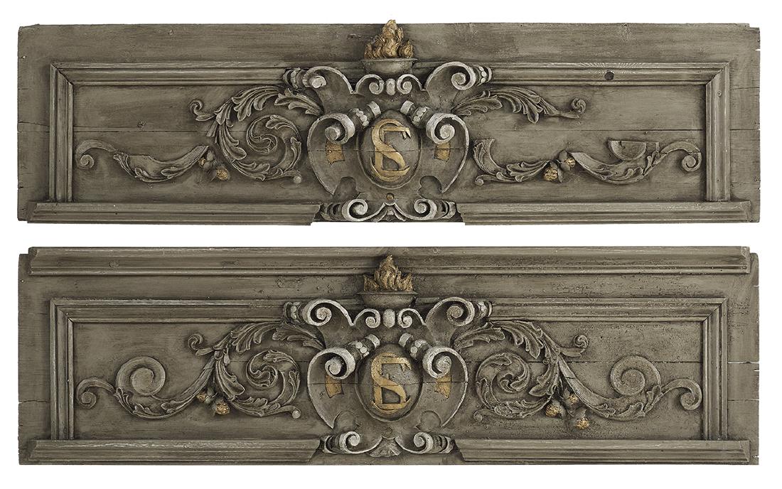 Pair of French Polychromed Over-Door Panels (1 of 1)