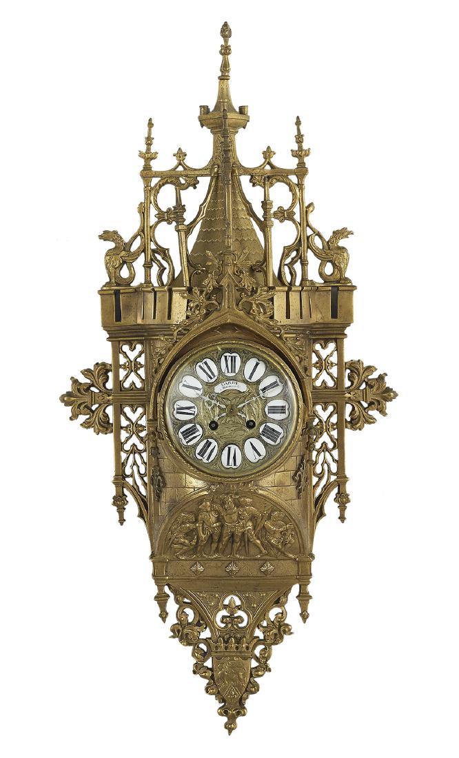 Gothic Revival Polished Bronze Clock (1 of 1)