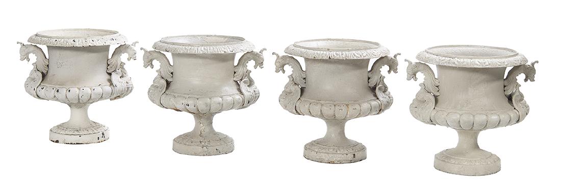 Set of Four French Cast Iron Garden Urns (1 of 1)