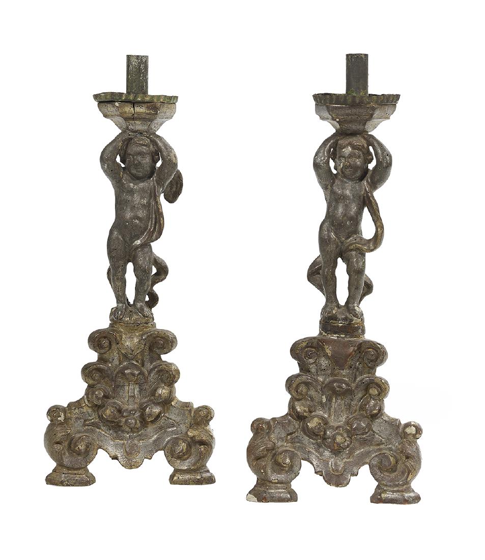 Pair of Baroque Silver Gilt Candlesticks (1 of 1)