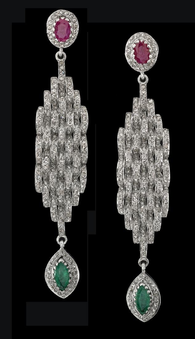 Diamond, Emerald and Ruby Earrings (1 of 1)