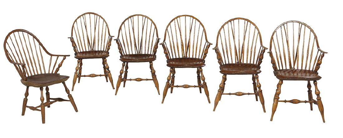 Six Windsor-Style Pine and Oak Armchairs (1 of 3)