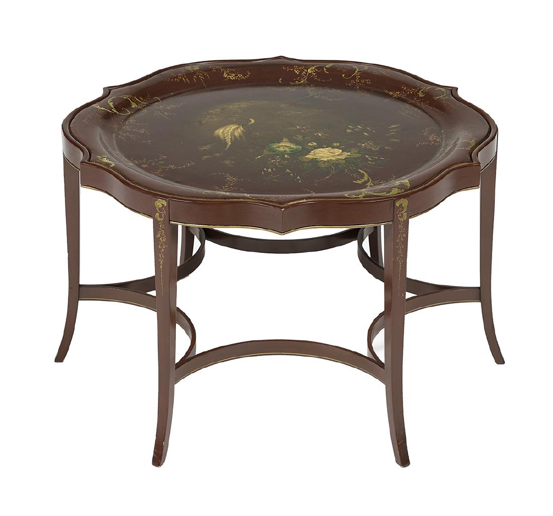 Victorian Papier-Mache Tray on a Custom Stand (1 of 2)