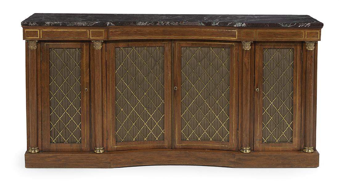 Regency-Style Mahogany and Marble-Top Cabinet (1 of 2)