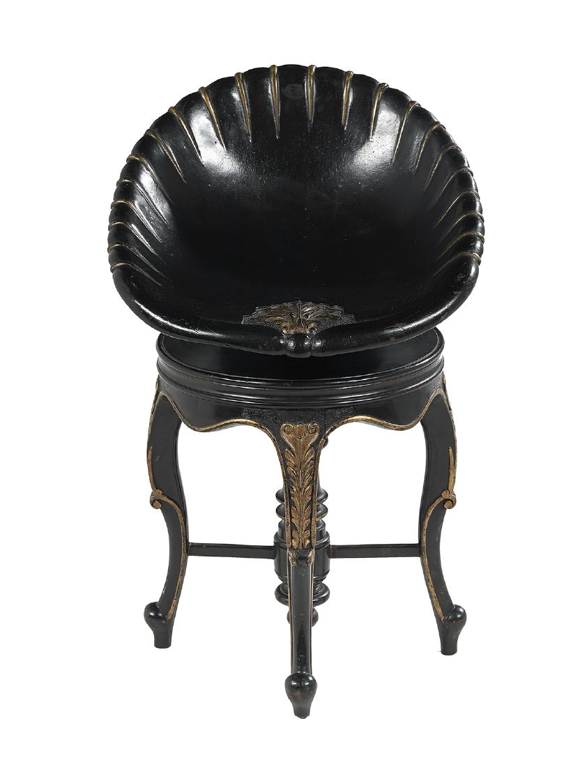 Regency-Style Parcel-Gilt Shell-Form Stool (1 of 2)