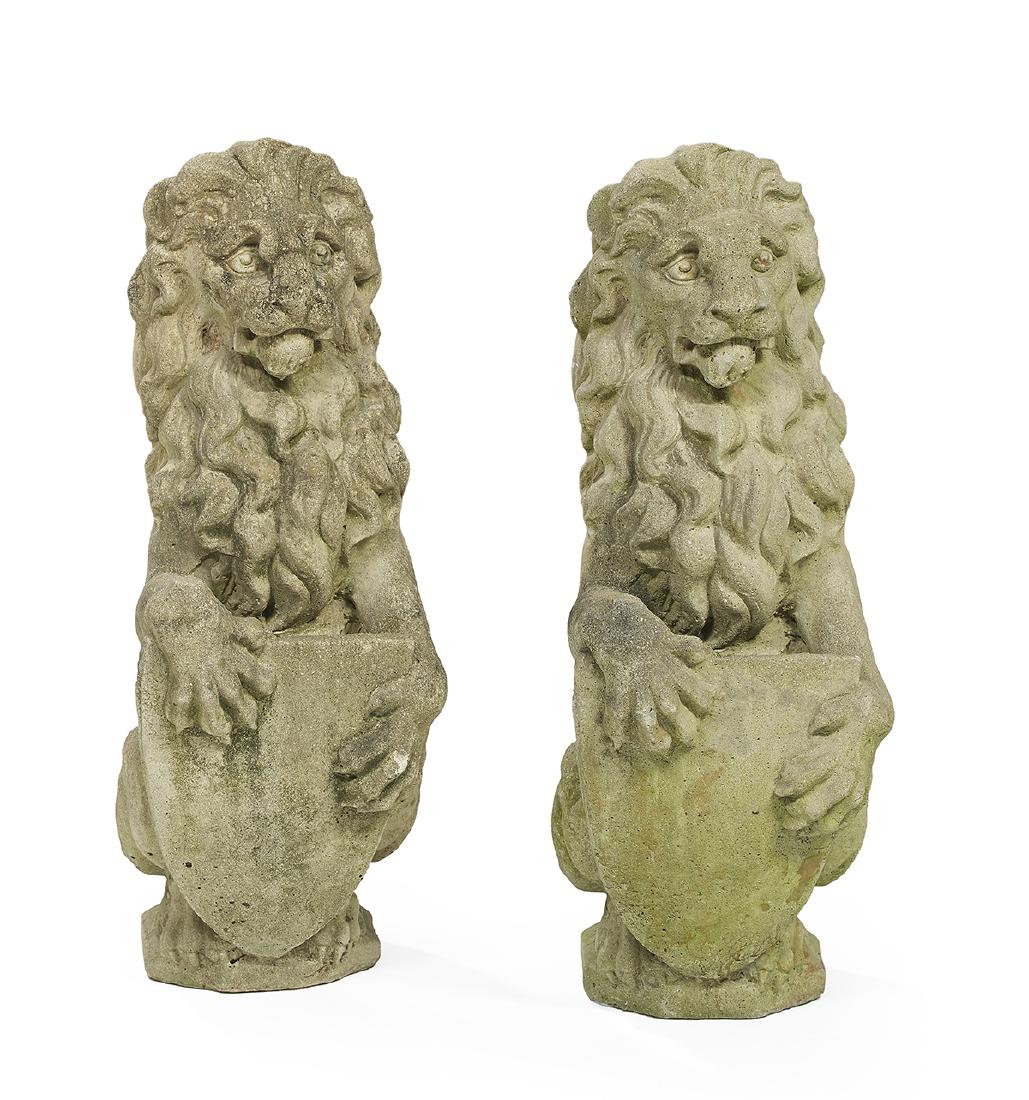 Pair of English Cast Stone Lions (1 of 1)