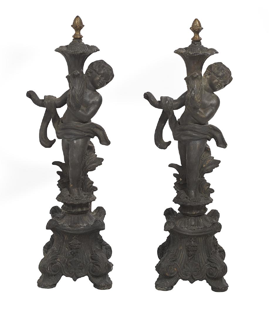 Pair of Cast Iron Andirons in the Rococo Taste (1 of 1)