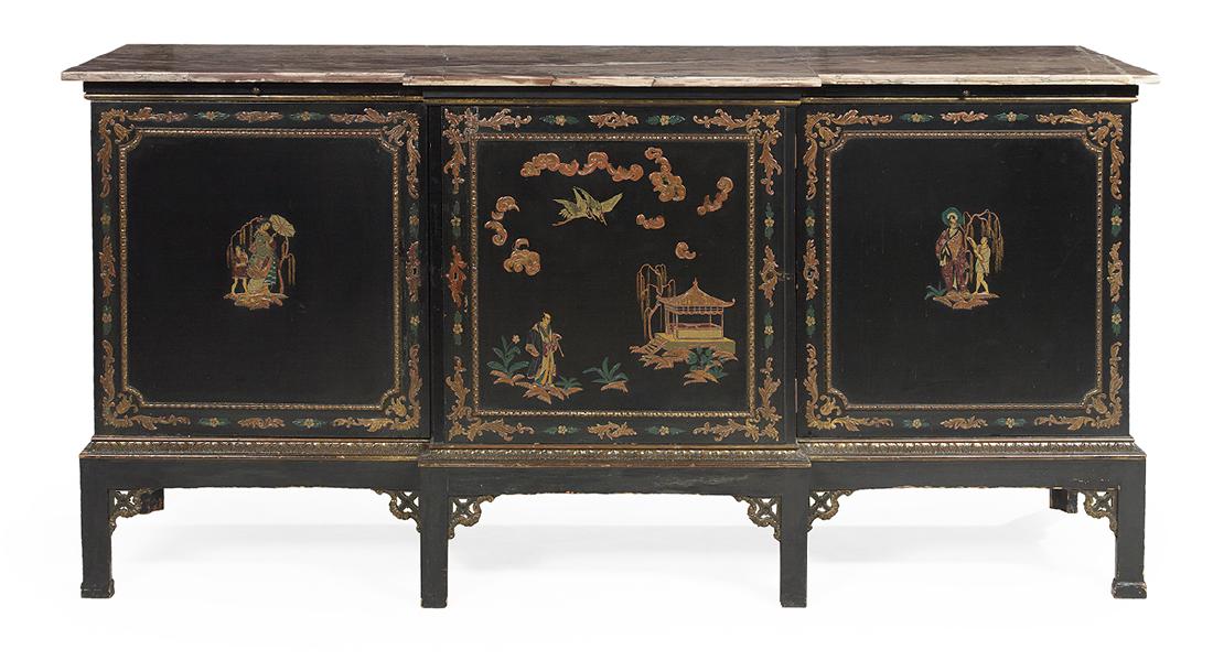 Chinoiserie Ebonized and Marble-Top Cabinet (1 of 3)
