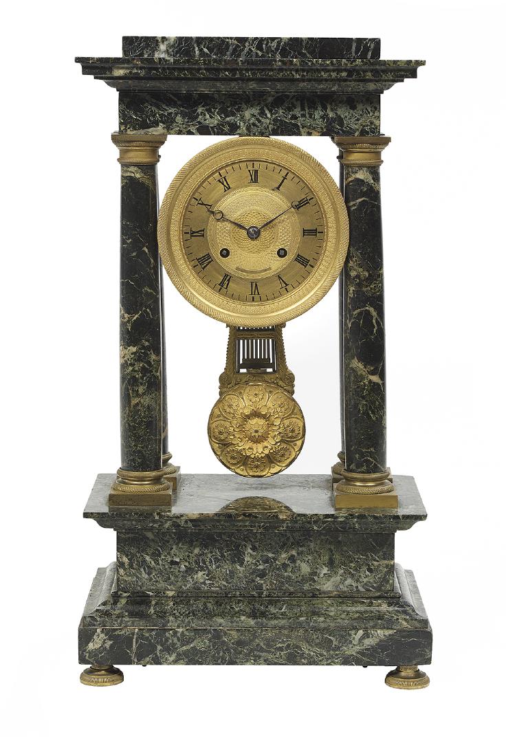 French Empire Marble and Bronze Portico Clock (1 of 2)