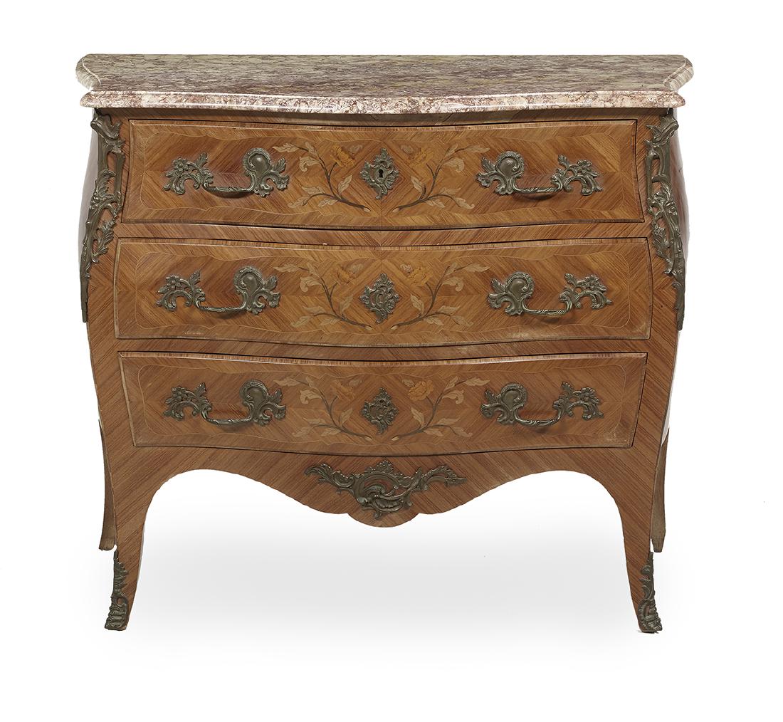 Louis XV-Style Kingwood and Marble-Top Commode (1 of 2)