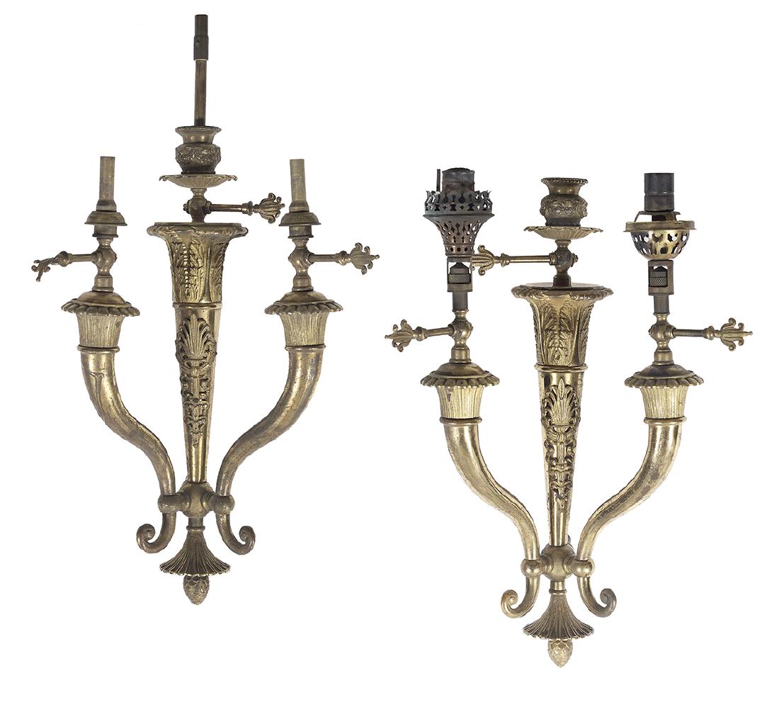 Pair of French Gilt-Bronze Gas Sconces (1 of 1)