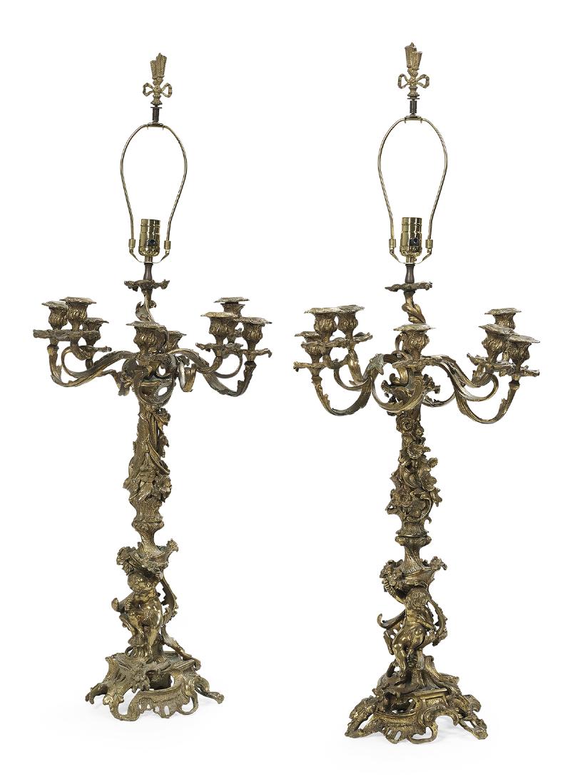 Pair of French Rococo-Style Bronze Candelabra (1 of 1)