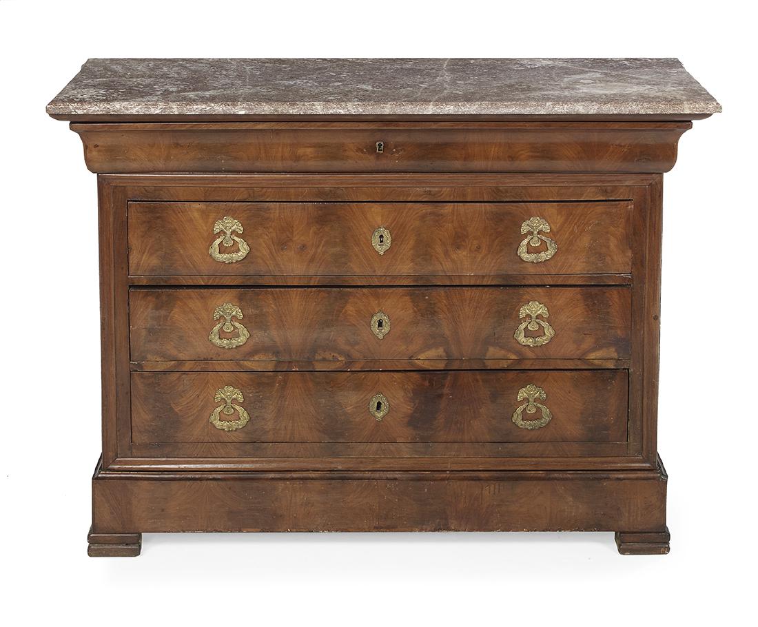 Louis-Philippe Mahogany and Marble-Top Chest (1 of 2)
