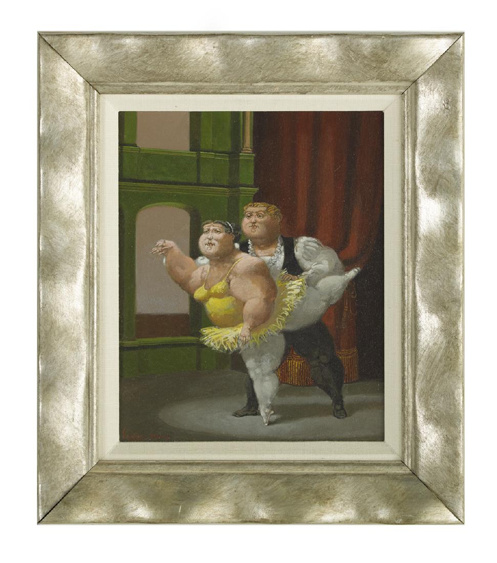 Carlos Jose Ledda, (Argentinian, b. 1932): Carlos Jose Ledda (Argentinian, b. 1932) "The Dance", 2004 oil on canvas signed and dated "MMIV" lower left, a "Bryant Galleries/New Orleans" card en verso. Framed. 11-3/4" x 9-5/8", framed 16-1/2" x 