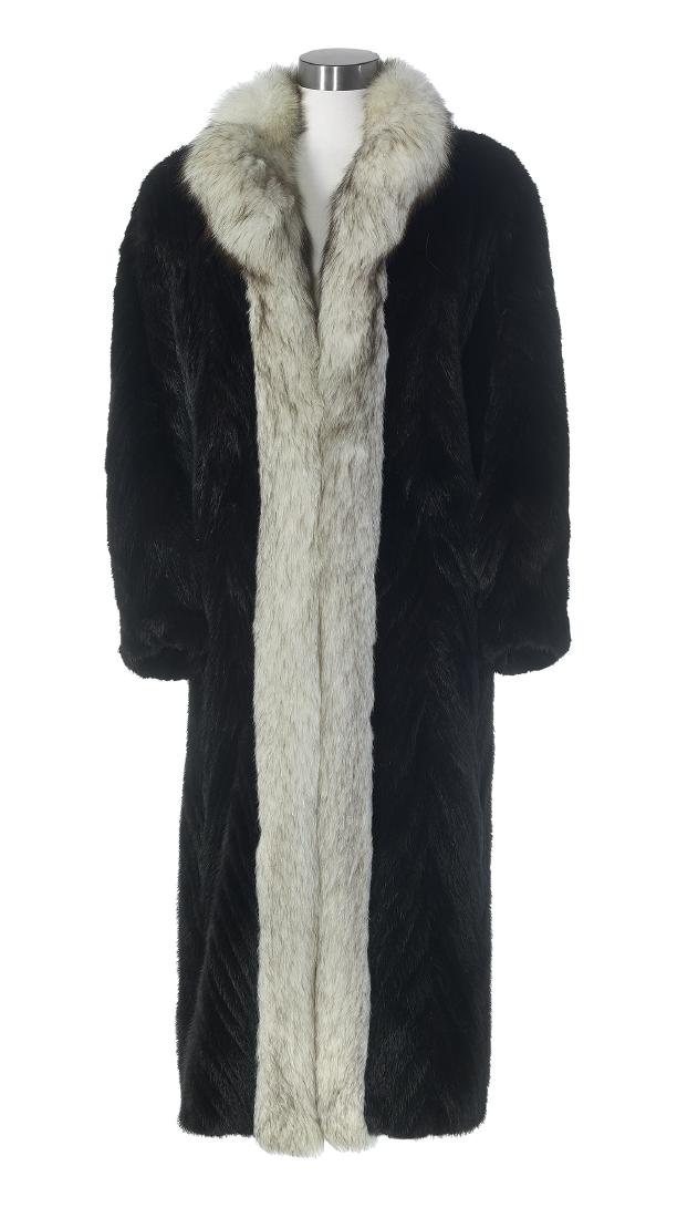 Vintage FullLength Black Mink Coat with Fox Trim