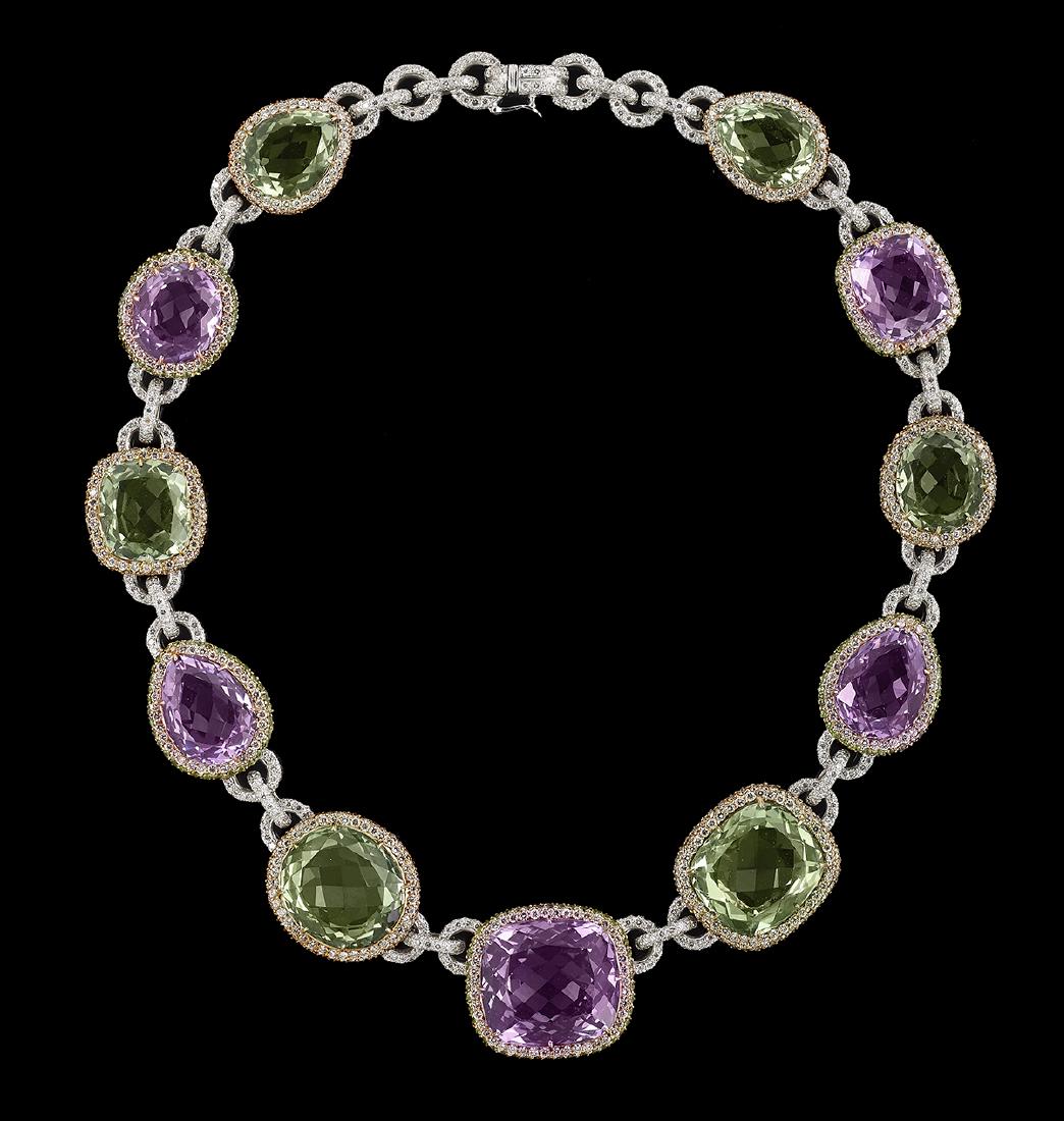 Amethyst, Quartz, Tsavorite and Diamond Necklace (1 of 2)