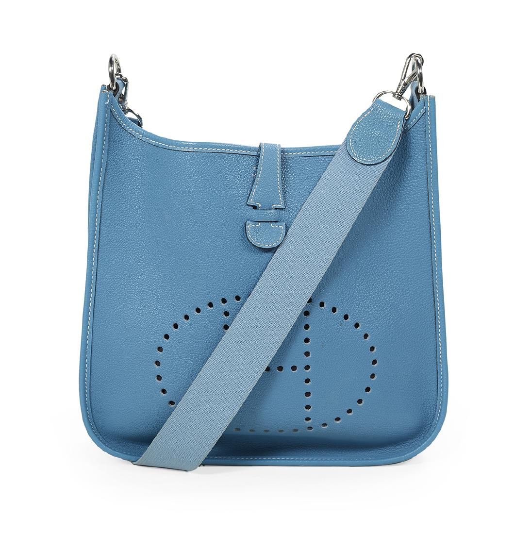 Hermes Blue Jean Clemence "Evelyne III PM" Bag (1 of 3)