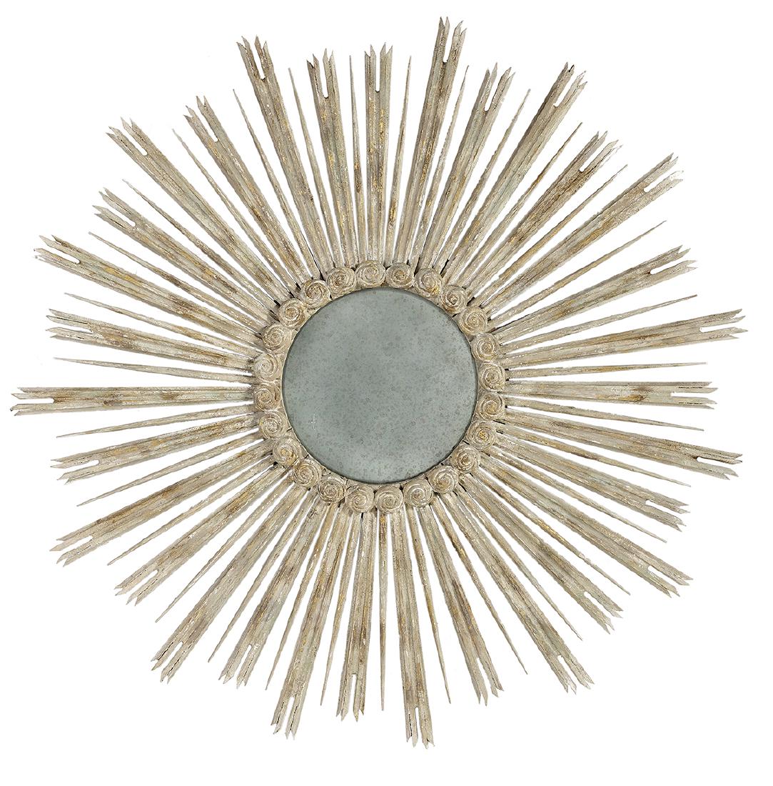 Louis XV-Style Painted Wood Sunburst Mirror (1 of 1)