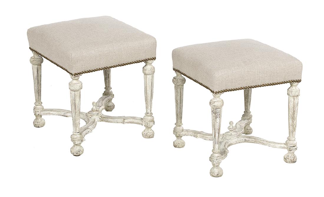 Pair of Louis XVI-Style Polychrome Stools (1 of 1)