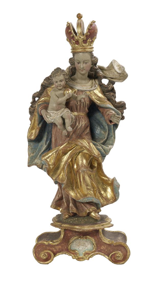 Italian Painted Figure of Mary and Baby Jesus (1 of 1)