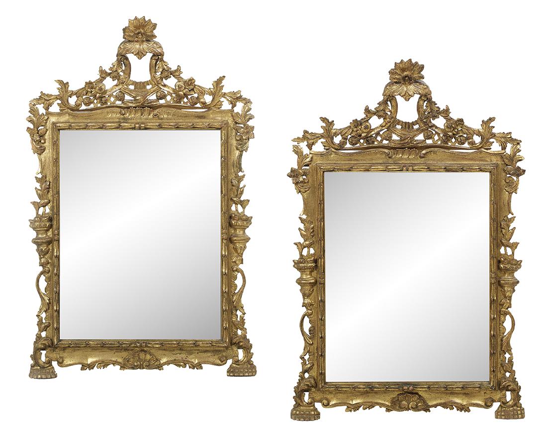 Pair of Italian Rococo-Style Giltwood Mirrors (1 of 5)