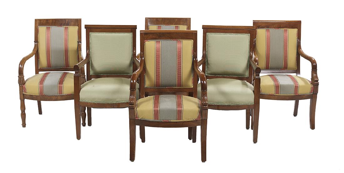Three Pairs of Restauration Mahogany Fauteuils (1 of 2)