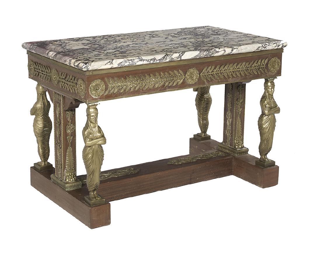 Empire-Style Mahogany and Marble-Top Center Table (1 of 1)