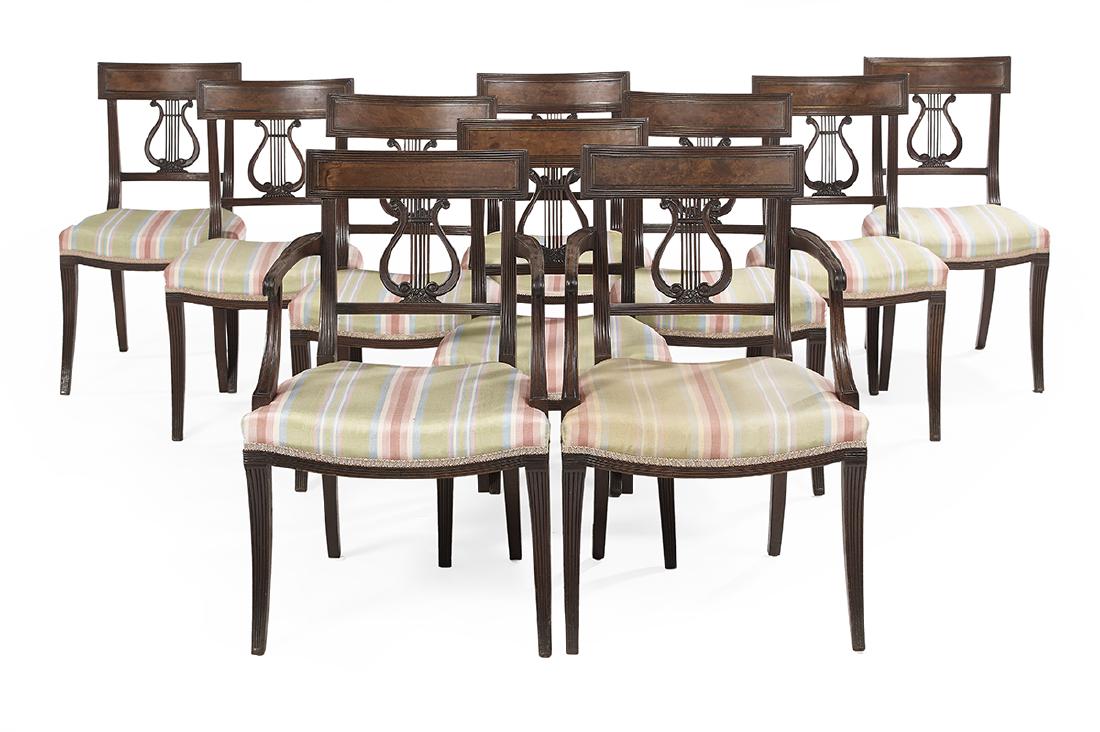 Suite of Ten Regency-Style Mahogany Dining Chairs (1 of 2)