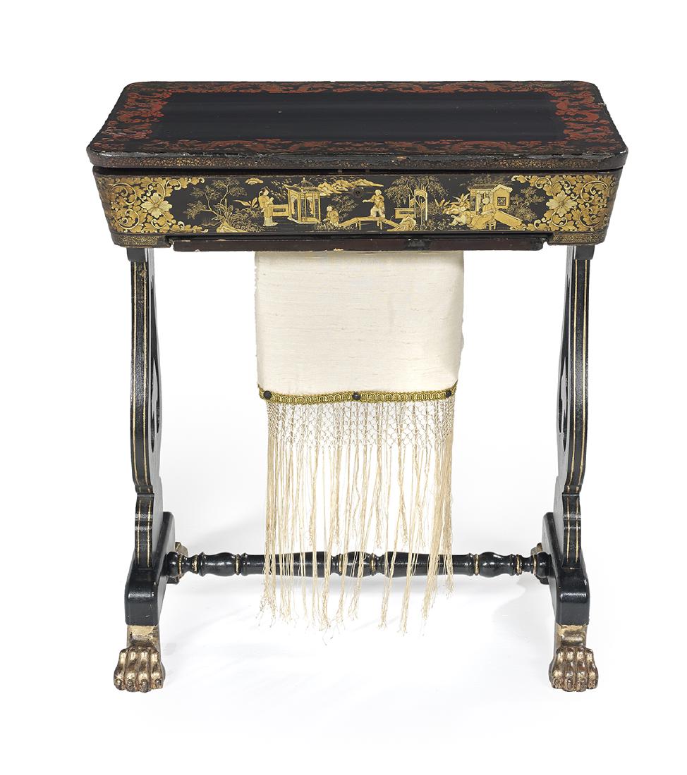 Victorian Chinese Export Ebonized Work Table (1 of 2)