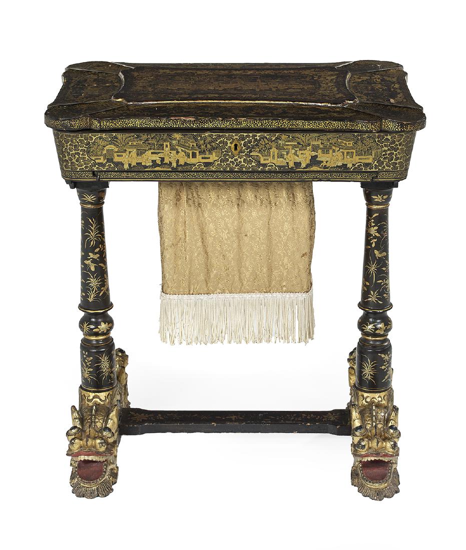 Victorian Chinese Export Ebonized Work Table (1 of 2)