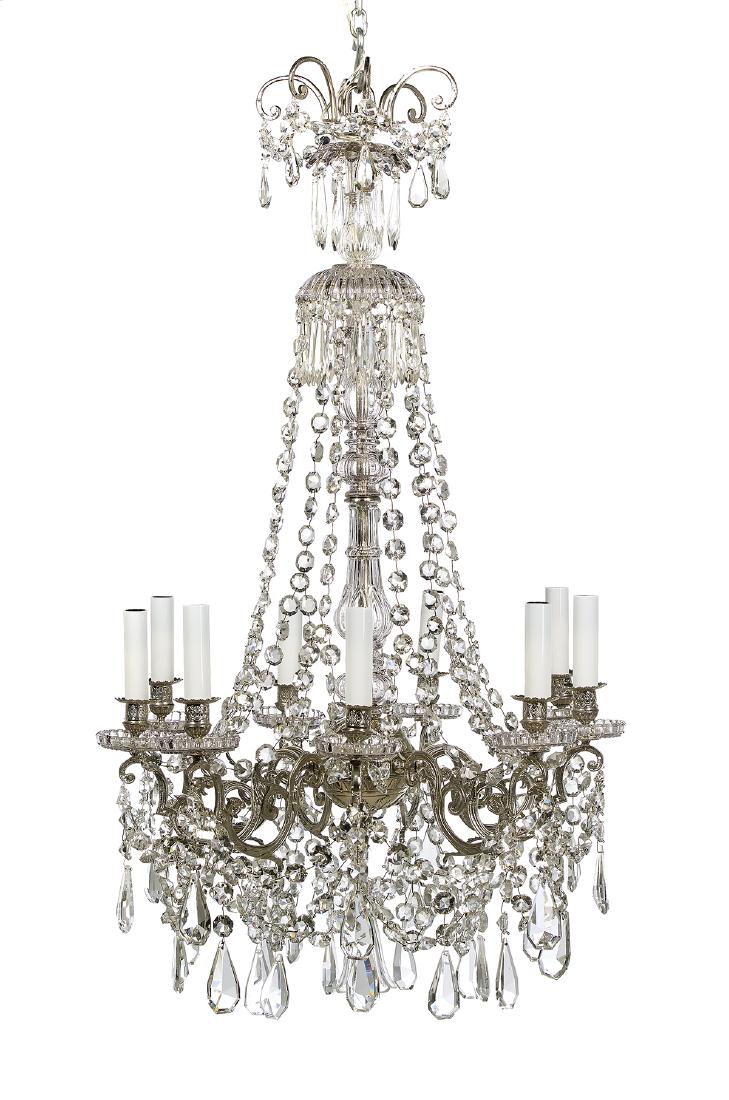 French Silvered Metal and Crystal Chandelier (1 of 1)