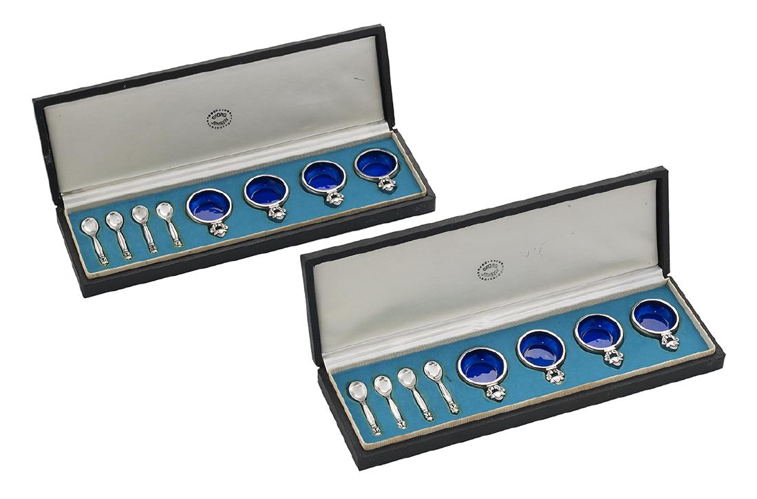 Two Cased Georg Jensen "Acorn" Silver Salt Sets (1 of 1)